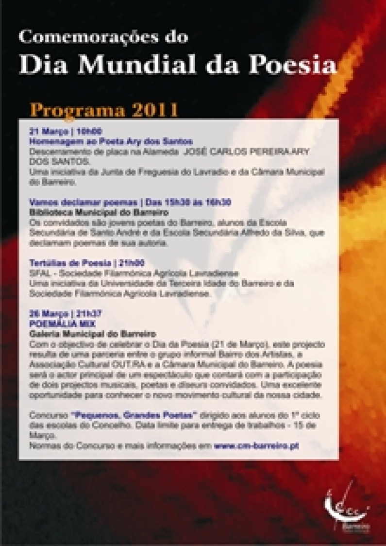 COMEMORAÇÕES DO DIA MUNDIAL DA POESIA COMEMORAÇÕES DO DIA MUNDIAL DA POESIA