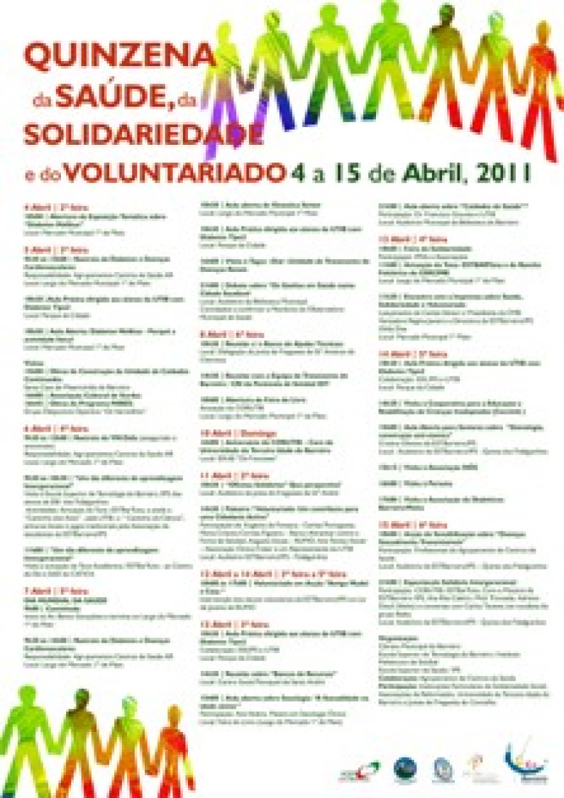 Quinzena da Saúde, da Solidariedade e do Voluntariado no Barreiro de 4 a 15 Abril Quinzena da Saúde, da Solidariedade e do Voluntariado no Barreiro de 4 a 15 Abril