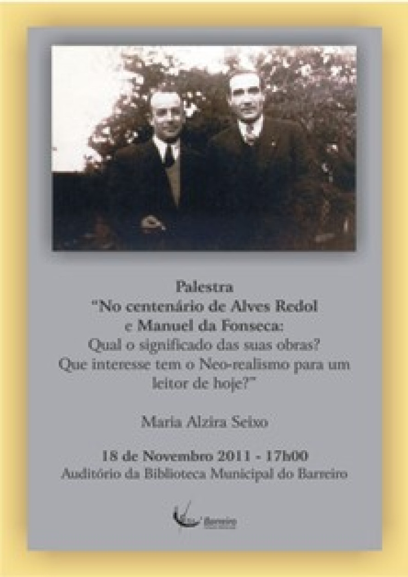 Biblioteca Municipal  do Barreiro acolhe Palestra sobre obra de Alves Redol e Manuel da Fonseca Biblioteca Municipal  do Barreiro acolhe Palestra sobre obra de Alves Redol e Manuel da Fonseca