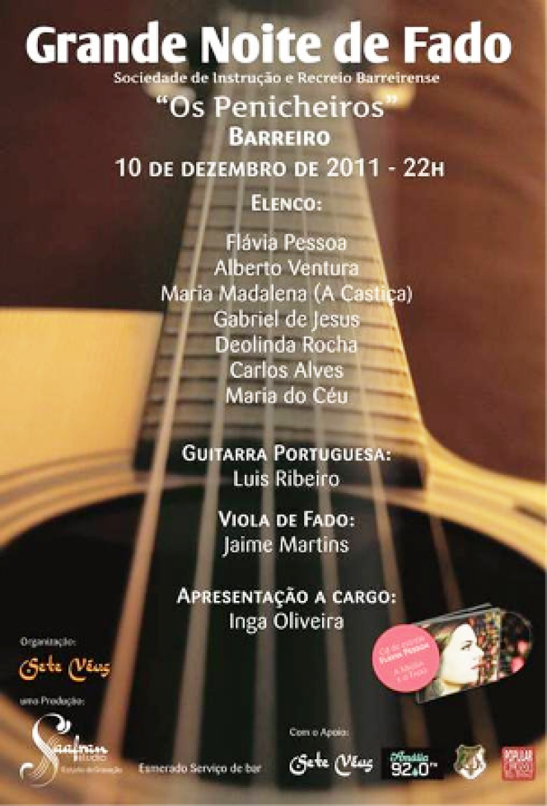 Grande Noite de Fado no Barreiro –  Flávia Pessoa e convidados Grande Noite de Fado no Barreiro –  Flávia Pessoa e convidados
