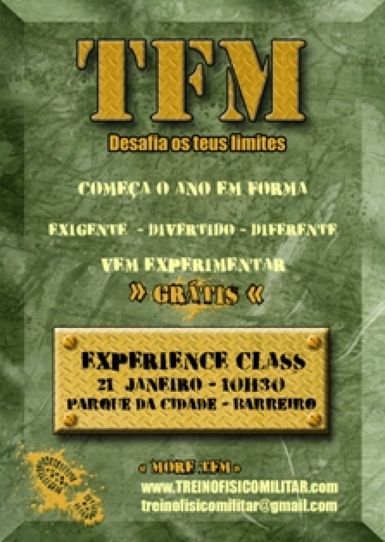 TFM Desafia os teus limites! Actividade fisica no parque da cidade (sabado) TFM Desafia os teus limites! Actividade fisica no parque da cidade (sabado)
