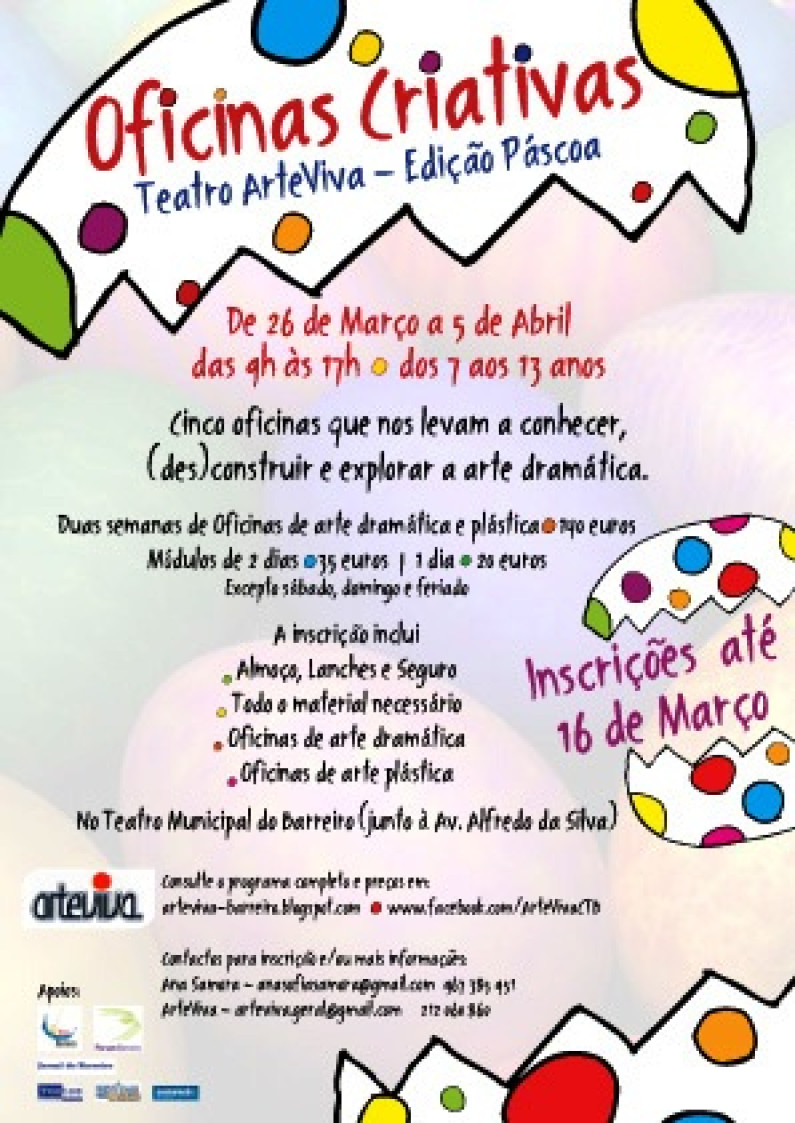 Arteviva – Companhia de Teatro do Barreiro Oficinas Criativas para  crianças dos 7 aos 13 ano Arteviva – Companhia de Teatro do Barreiro Oficinas Criativas para  crianças dos 7 aos 13 ano