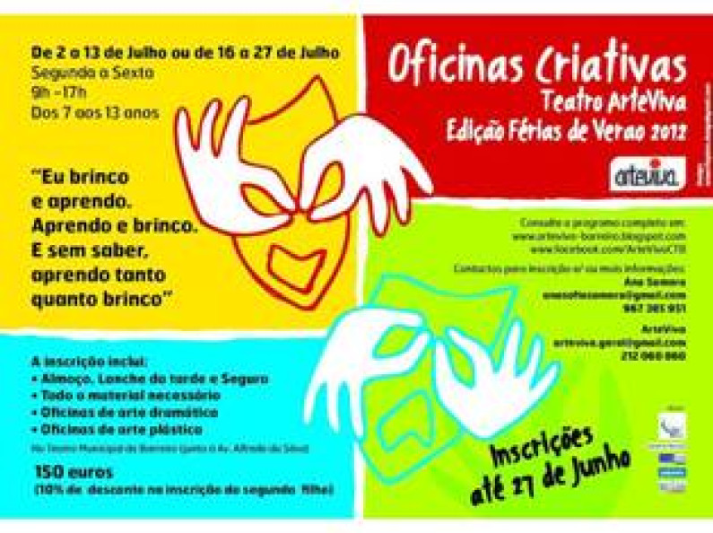 Arteviva – Companhia de Teatro do Barreiro Oficinas Criativas para crianças Arteviva – Companhia de Teatro do Barreiro Oficinas Criativas para crianças