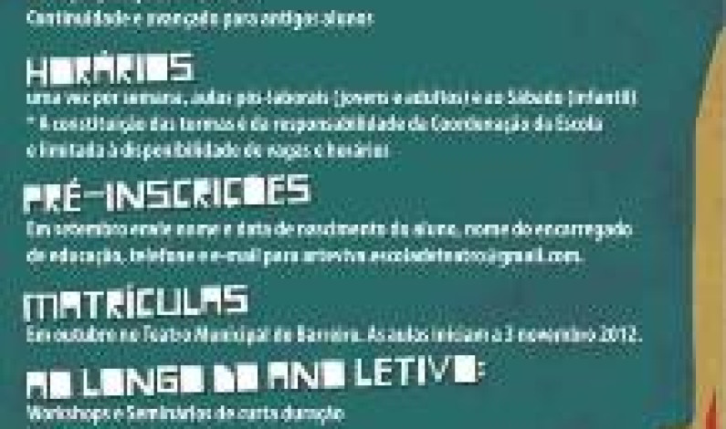 Escola de Teatro da ArteViva 2012/2013 Abertas as pré-inscrições Escola de Teatro da ArteViva 2012/2013 Abertas as pré-inscrições