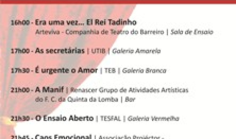 Maratona de Teatro do Barreiro, 23 de março | AMAC | Entrada gratuita Maratona de Teatro do Barreiro, 23 de março | AMAC | Entrada gratuita