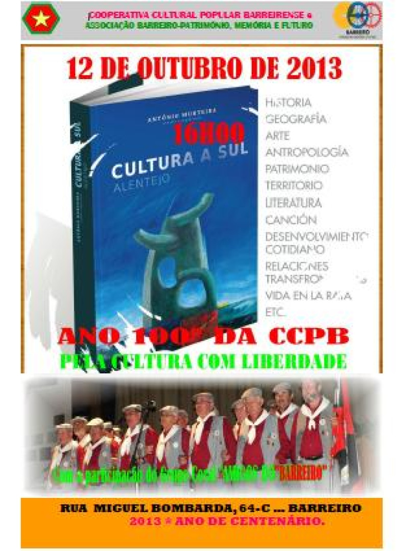 Apresentação do livro “CULTURA A SUL-ALENTEJO” Apresentação do livro “CULTURA A SUL-ALENTEJO”
