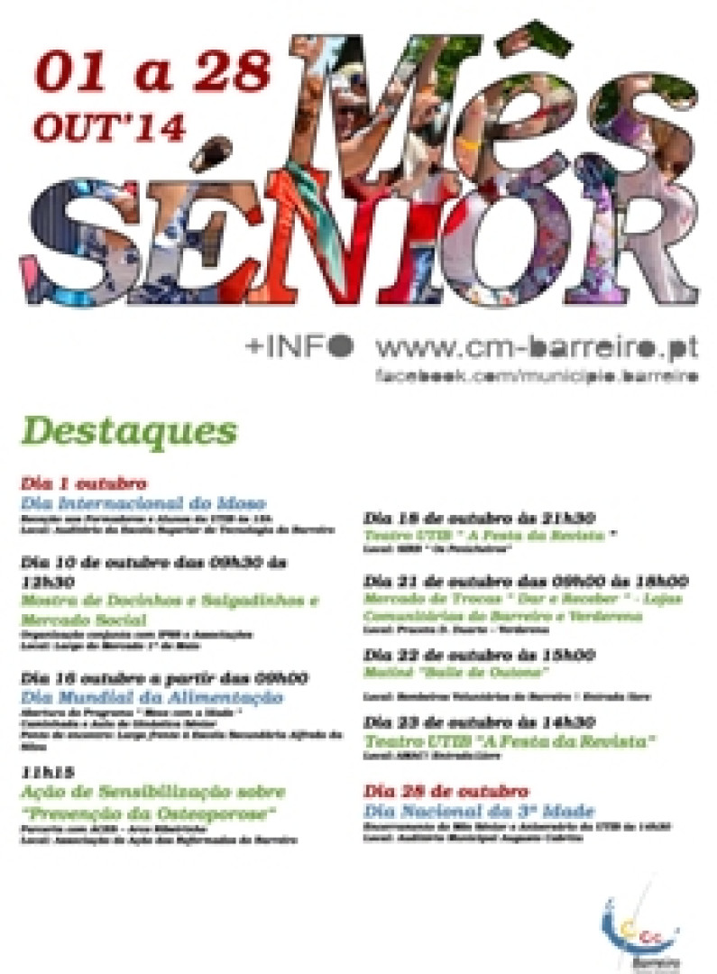 MÊS SÉNIOR 2014 | em OUTUBRO no BARREIRO MÊS SÉNIOR 2014 | em OUTUBRO no BARREIRO