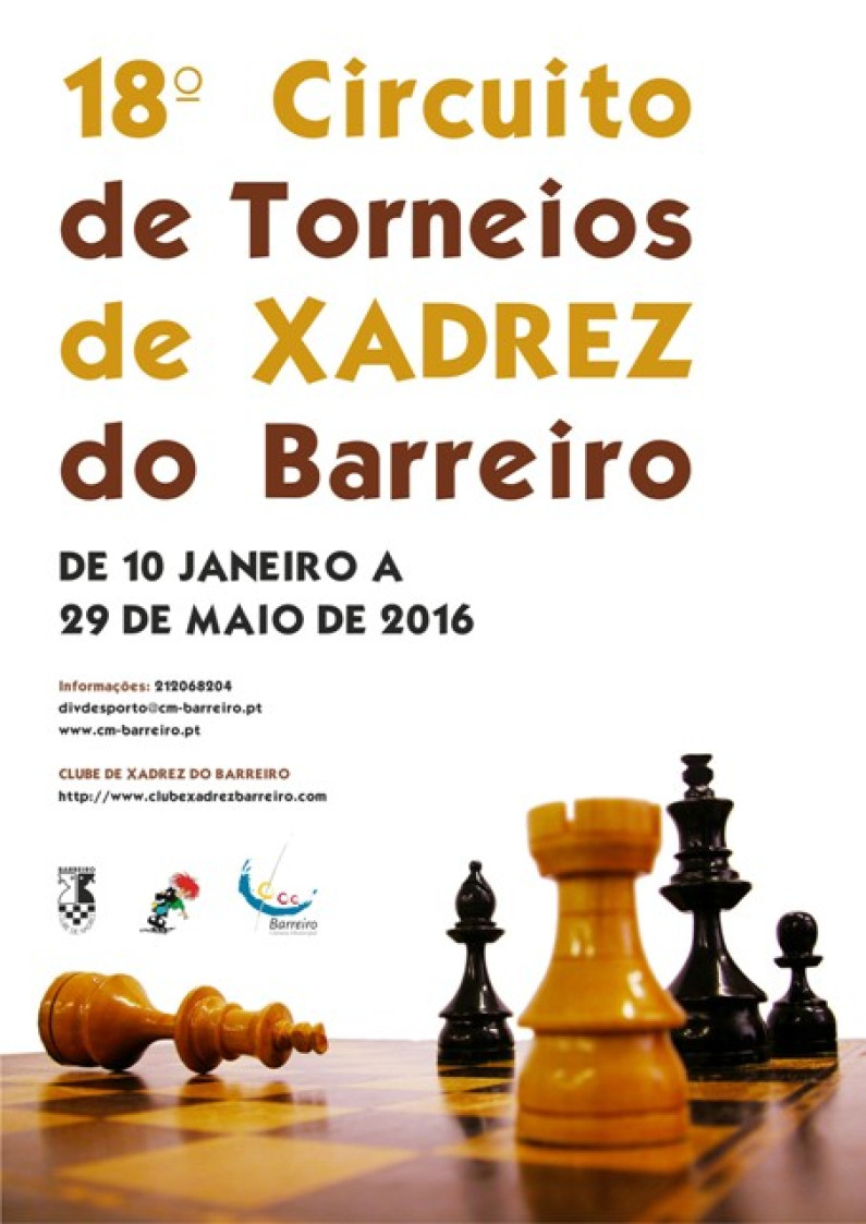 18º Circuito de Torneios de Xadrez do Barreiro tem a sua 1ª jornada agendada para 10 de janeiro 18º Circuito de Torneios de Xadrez do Barreiro tem a sua 1ª jornada agendada para 10 de janeiro