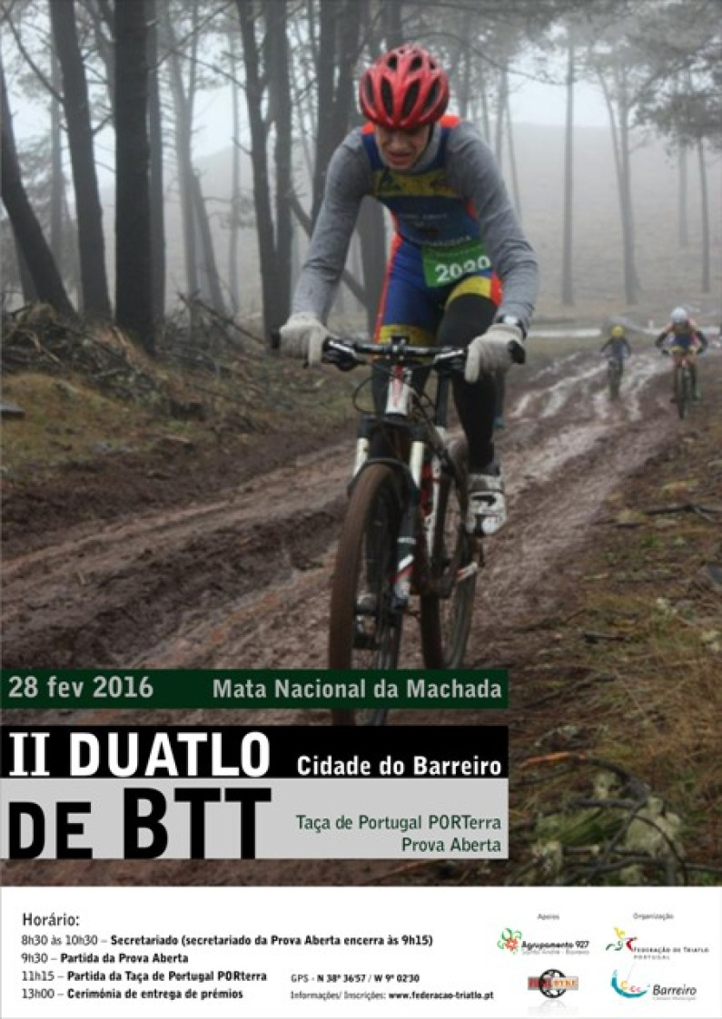 Duatlo BTT “Cidade do Barreiro” na Mata Nacional da Machada a 28 de fevereiro Duatlo BTT “Cidade do Barreiro” na Mata Nacional da Machada a 28 de fevereiro